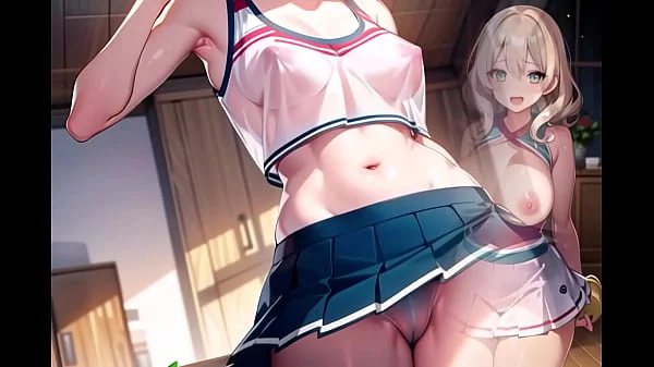 Hot Anime Cheerleader Motivating You Transparent Cloth (with pussy masturbation ASMR sound!)